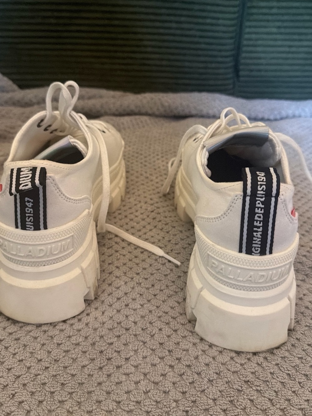 Palladium White Chunky Platform Lace-Up Sneakers - Picture 2 of 6